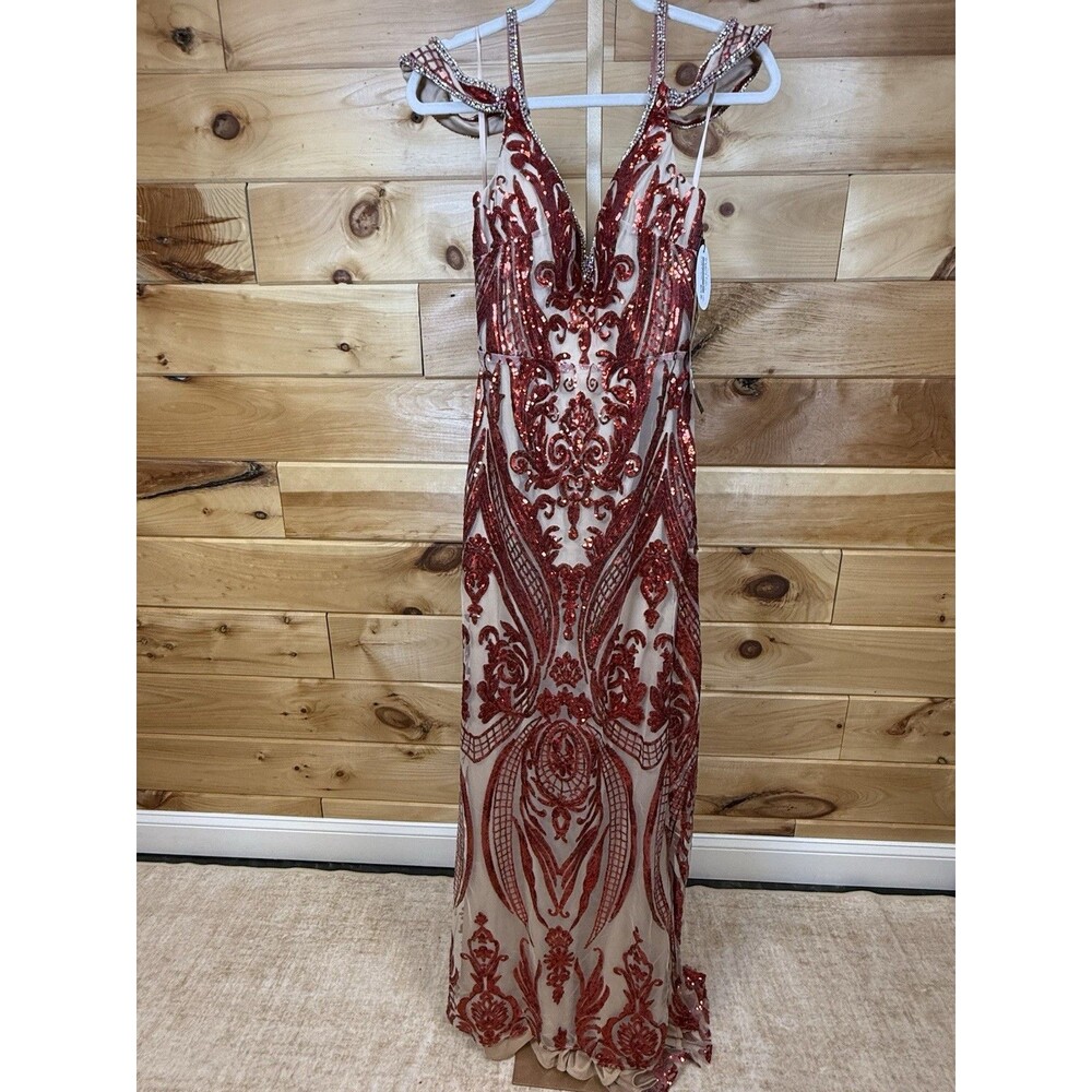 Johnathan Kayne red sequined‎ formal dress Women’s 4 NWT PROM!!